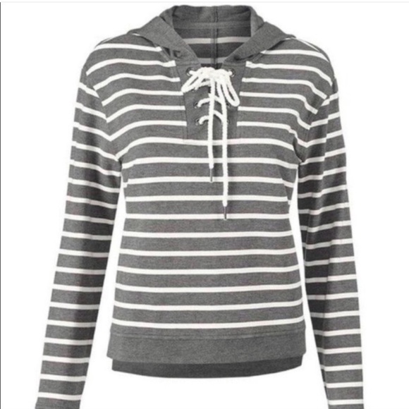 CAbi Charcoal and White Striped Lace-Up Hoodie
XS - Picture 3 of 7